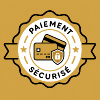 Secure payment badge with credit cards and padlock icon, emphasizing safe online shopping.