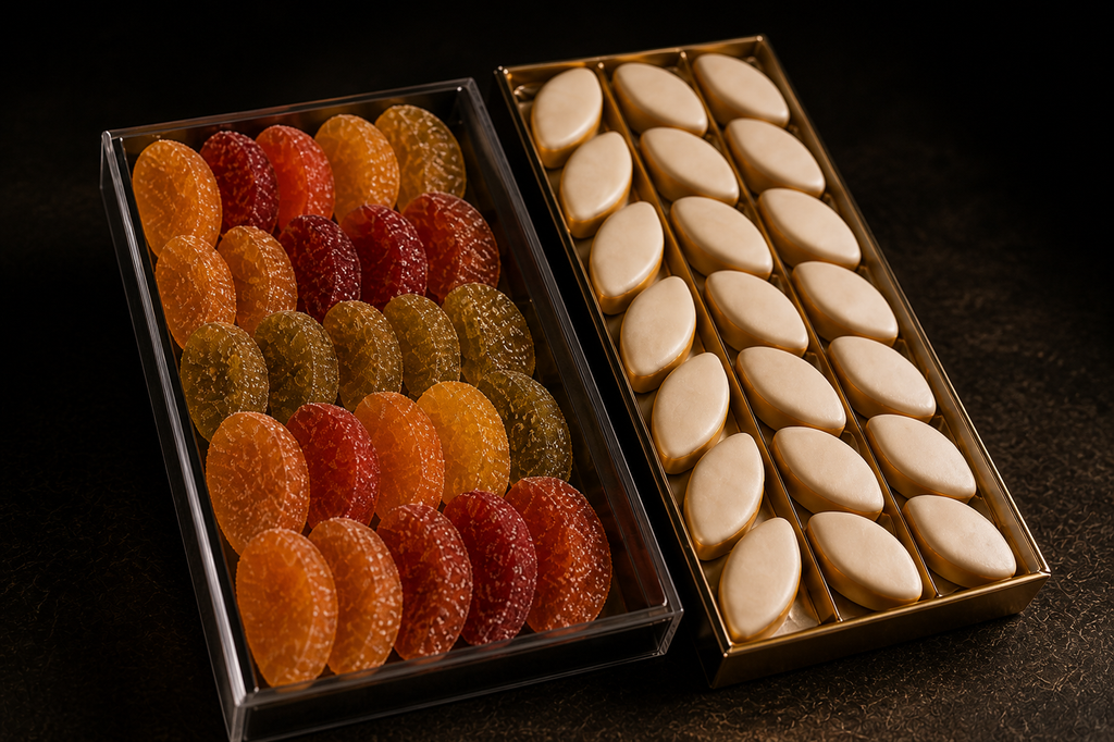 Coffret gourmandises provençales avec calissons et fruits confits artisanaux de Provence